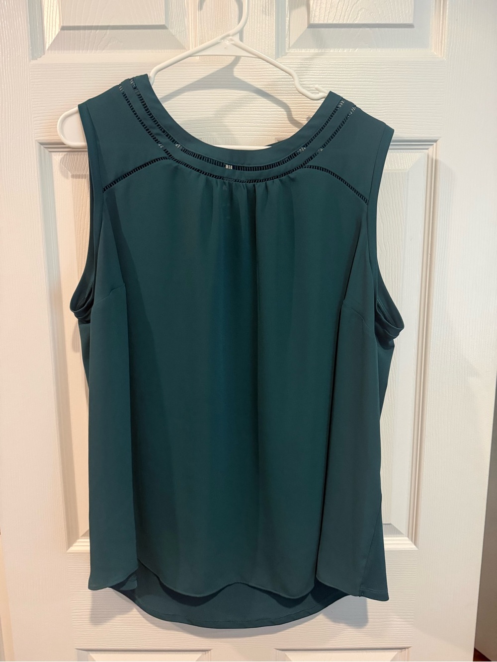 41 Hawthorn Teal Sleeveless Blouse Ladder Trim Keyhole Back Women’s 2X